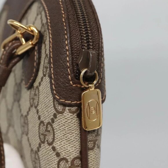 GUCCI GG Supreme Web Sherry Line Bag PVC Beige Gold 904 02 047 Auth - Picture 6 of 16